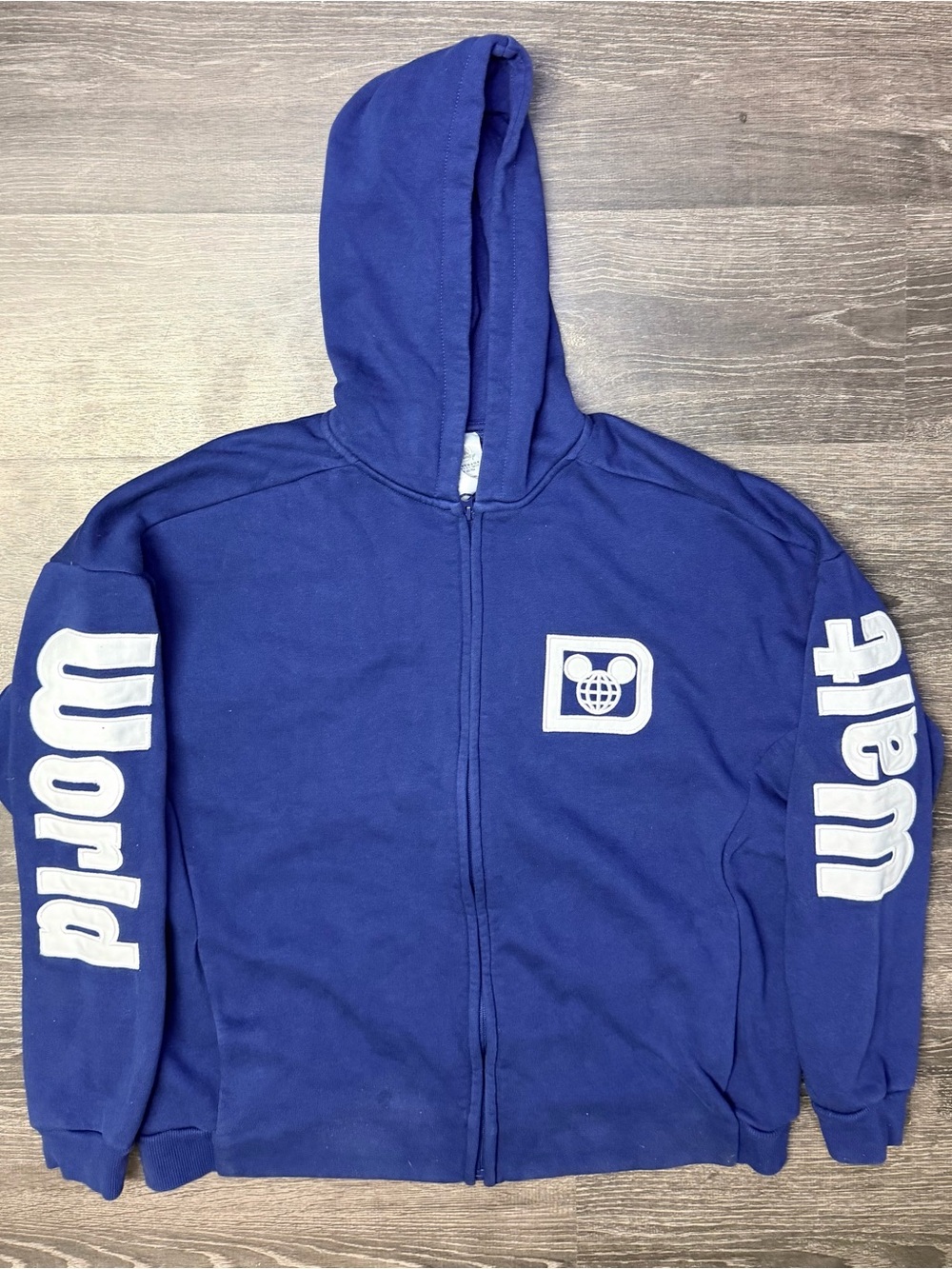 Disney Parks Walt Disney World 1971 Spellout Zip Hoodie Blue Adult Medium